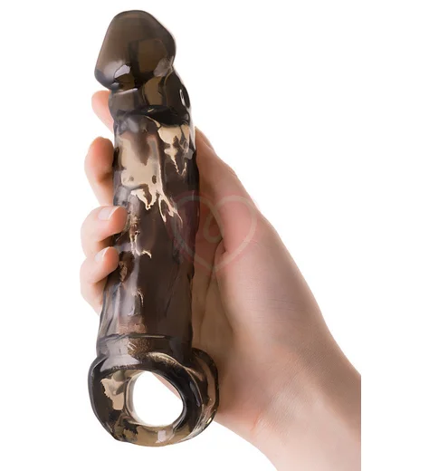 Насадка на пенис с кольцом для мошонки ToyFa Xlover 19 см чёрная фото 2