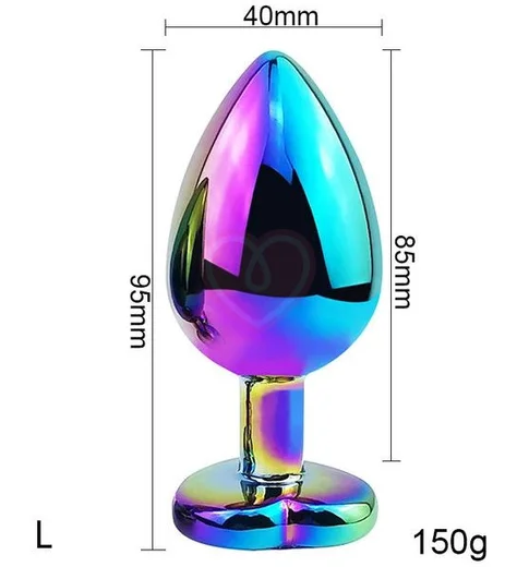 Анальная пробка с кристаллом сердечко Kanikule Large неохром фото 2