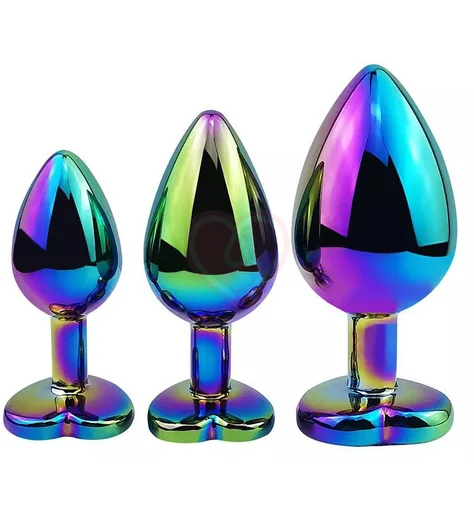 Анальная пробка с кристаллом сердечко Kanikule Large неохром фото 3