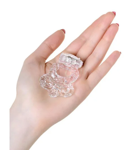 Эрекционное виброкольцо с петлёй для мошонки Toyfa прозрачное фото 3