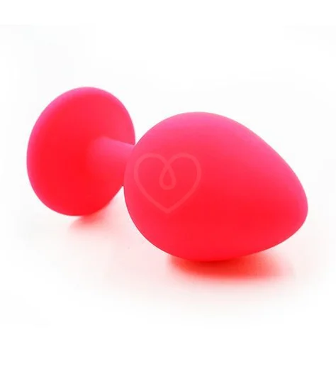 Силиконовая анальная пробка средняя розовая с фиолетовым кристаллом фото 3