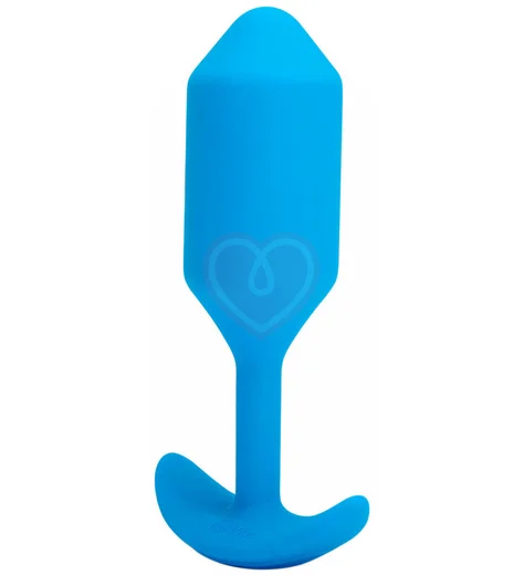 Утяжелённая вибропробка b-Vibe Vibrating Snug Plug 3 средняя голубая фото 6