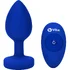 Вибропробка b-Vibe Vibrating Jewel Plug L/XL с кристаллом и пультом синяя фото 2