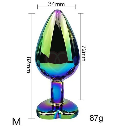 Анальная пробка с кристаллом сердечко Kanikule Medium неохром фото 2