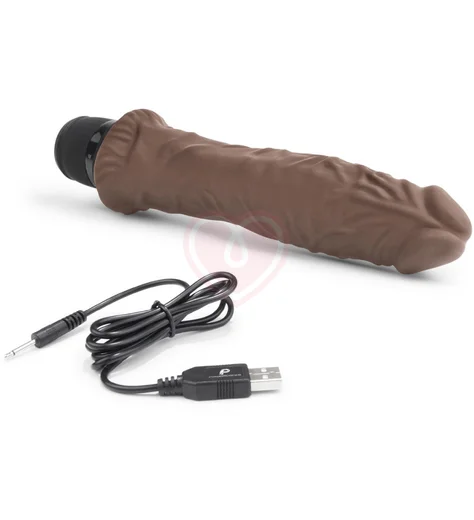 Реалистичный вибратор PowerCocks Girthy 20 см шоколад фото 3