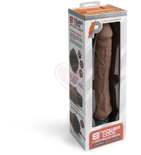 Реалистичный вибратор PowerCocks Girthy 20 см шоколад фото 4