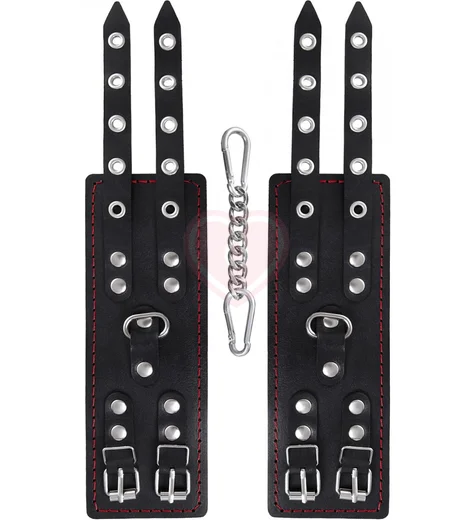 Наручники с двумя ремнями Pecado BDSM черные фото 4