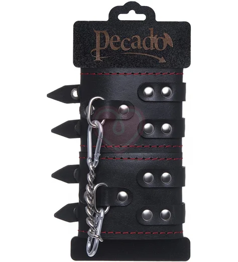 Наручники с двумя ремнями Pecado BDSM черные фото 6