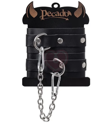 Мини-оковы на ноги со скругленными углами Pecado BDSM черные фото 6