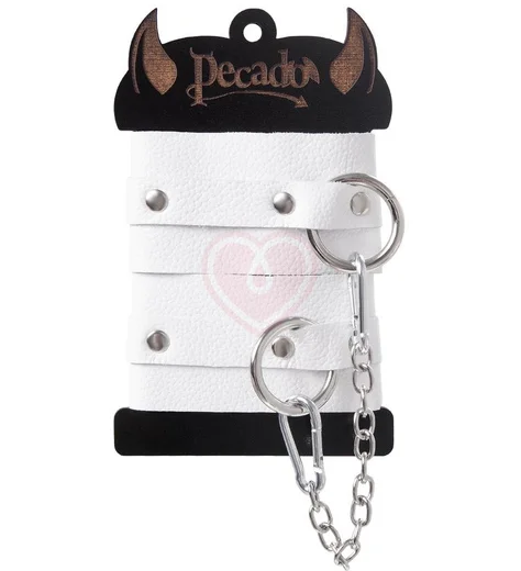 Оковы на ноги с люверсами Pecado BDSM белые фото 6
