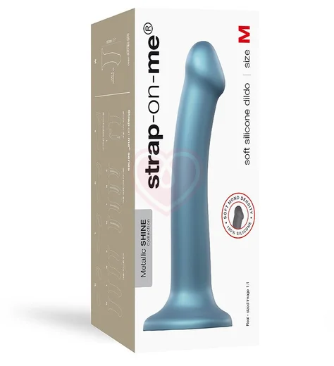 Фаллоимитатор на присоске Strap-On-Me Mono Density Metallic Shine M 16 см голубой фото 2