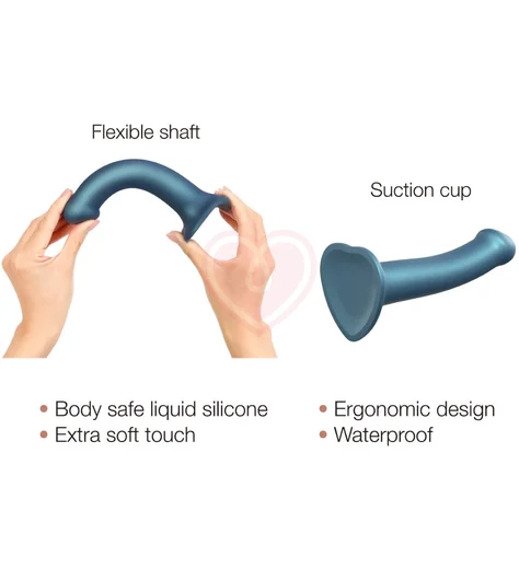 Фаллоимитатор на присоске Strap-On-Me Mono Density Metallic Shine M 16 см голубой фото 4