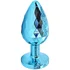 Текстурная алюминиевая анальная пробка Kanikule Large с кристаллом голубая фото 2