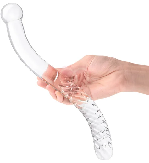 Стеклянный двусторонний фаллоимитатор Glass Pelvic Wand Double Ended прозрачный фото 5