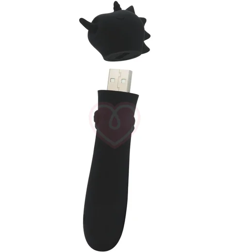 Вибропуля Unihorn Usb Wild Spirit со стимуляцией язычком чёрная фото 2