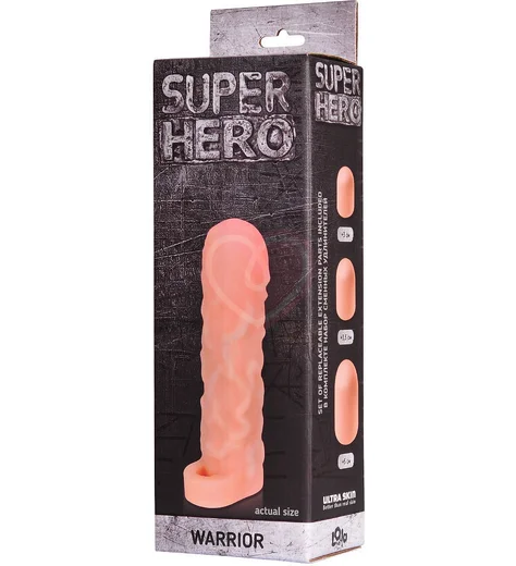 Насадка удлинитель с кольцом на мошонку Lola Games Super Hero Warrior телесный фото 3