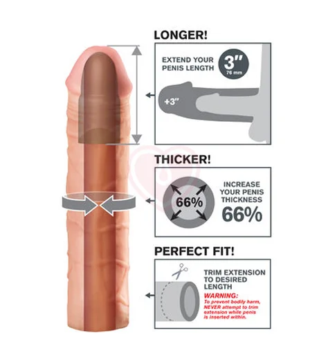 Удлиняющая и утолщающая насадка для пениса Mega Extension 23 см телесная фото 3