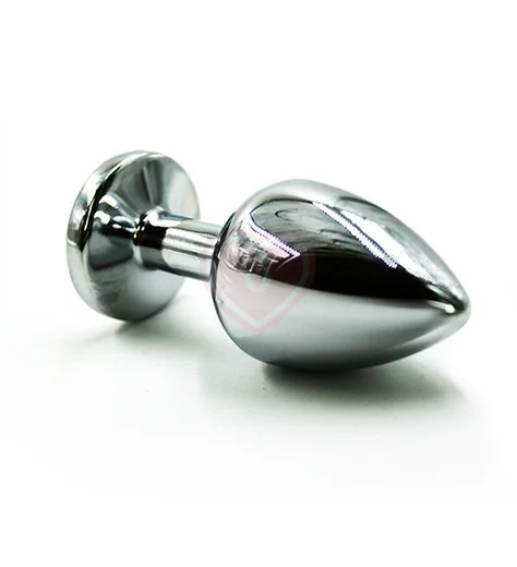 Маленькая алюминиевая анальная пробка Small с розовым стразом фото 3