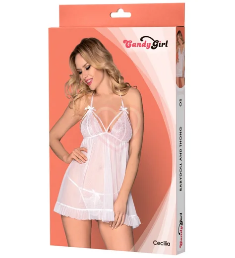 Лёгкая комбинация и стринги Candy Girl Cecilia белые фото 3