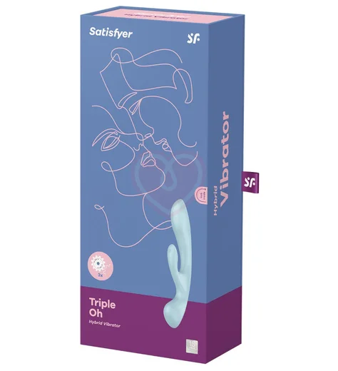 Вибратор-массажёр с 3 моторами Satisfyer Triple Oh голубой фото 5