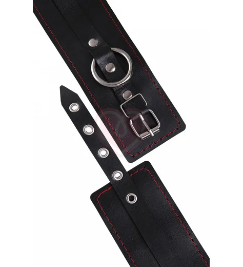 Оковы на ноги с красной строчкой Pecado BDSM черные фото 7