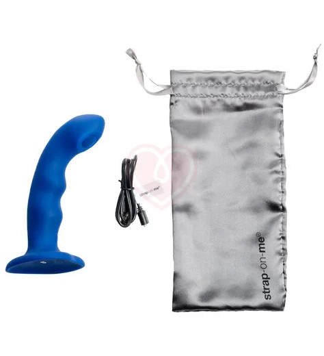 Вибратор с пульсирующей головкой Strap-On-Me Tapping Dildo Wave M синий фото 2