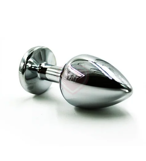 Маленькая алюминиевая анальная пробка Small с прозрачным стразом фото 2