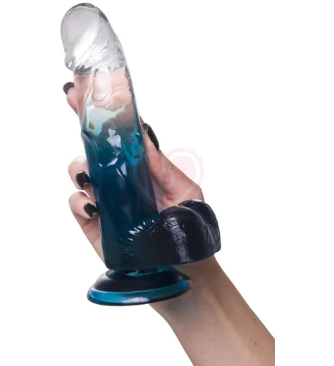 Реалистичный фаллоимитатор на присоске A-Toys by Toyfa Avy прозрачный синий фото 3