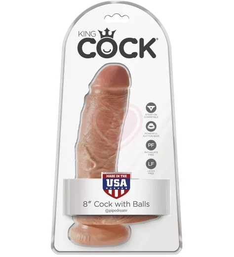 Фаллоимитатор на присоске с мошонкой King Cock with Balls 20 см мулат фото 2