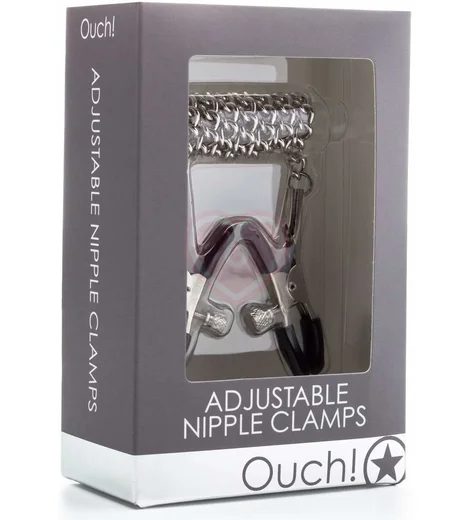 Зажимы для сосков с цепочкой Ouch! Adjustable Nipple Clamps фото 2
