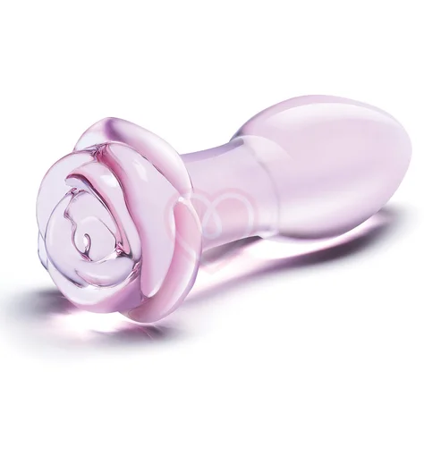 Стеклянная анальная пробка Glas Rosebud с розочкой фото 2
