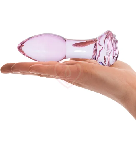 Стеклянная анальная пробка Glas Rosebud с розочкой фото 4