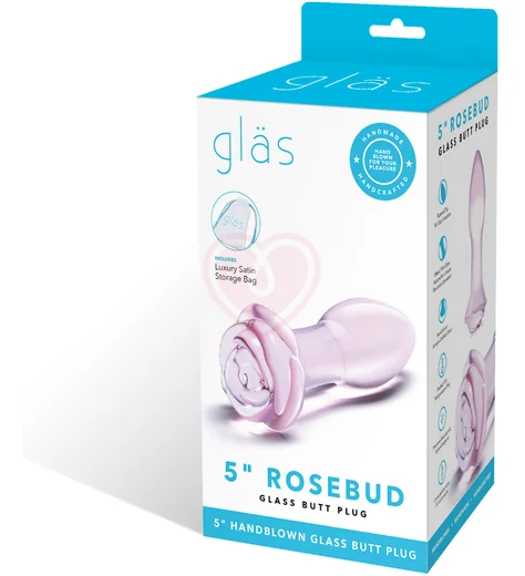 Стеклянная анальная пробка Glas Rosebud с розочкой фото 7