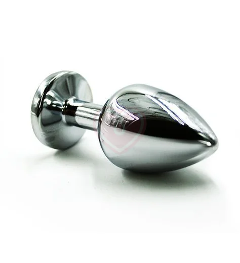 Маленькая алюминиевая анальная пробка Small с голубым стразом фото 2