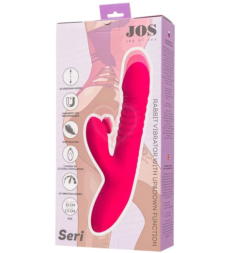 Вибратор-кролик с функцией поступательных движений и пульсацией Jos Seri розовый фото 3