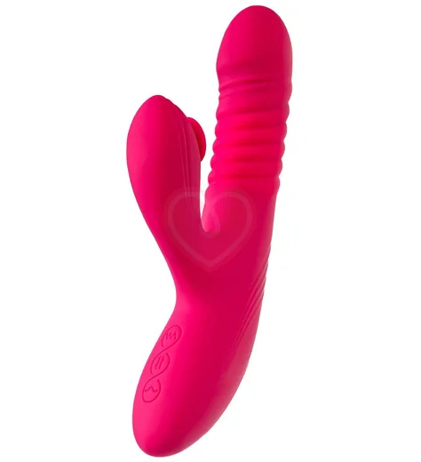 Вибратор-кролик с функцией поступательных движений и пульсацией Jos Seri розовый фото 6