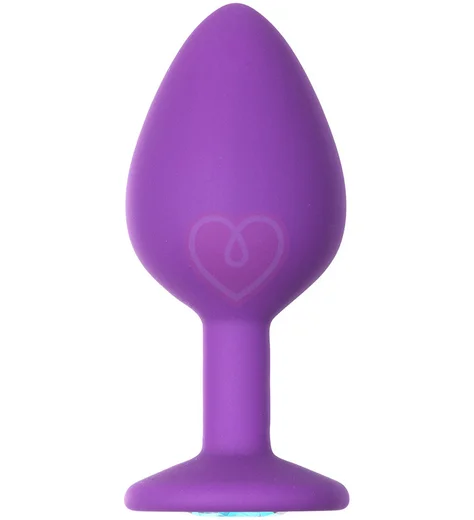 Средняя анальная пробка Emotions Cutie Medium фиолетовая с голубым кристаллом фото 2