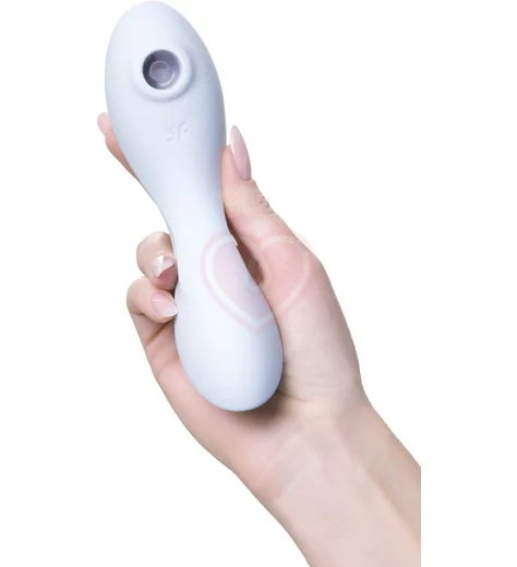Вибратор с вакуумной стимуляцией Satisfyer Curvy Trinity 5+ и приложением голубой фото 10