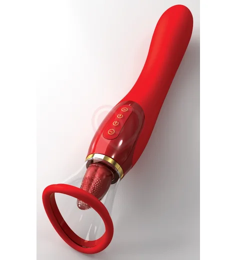 Вибратор с имитацией оральных ласк и позолотой Fantasy For Her 24K Gold красный фото 6