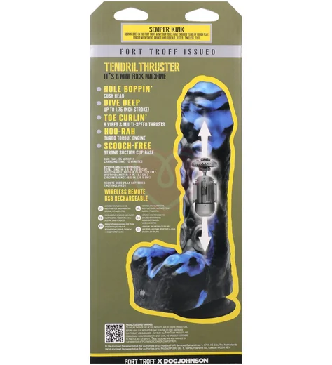 Мини секс-машина на присоске с пультом Tendril Thruster чёрно-синяя фото 10