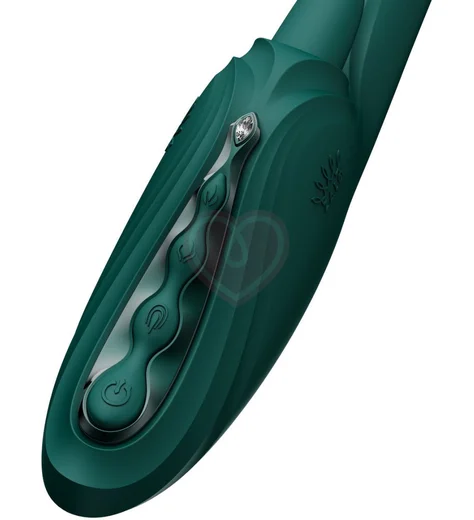 Пульсирующий вибратор с язычком для клитора Zalo Ares зелёный фото 3