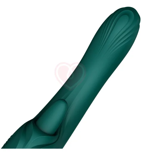 Пульсирующий вибратор с язычком для клитора Zalo Ares зелёный фото 4
