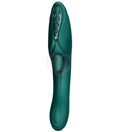 Пульсирующий вибратор с язычком для клитора Zalo Ares зелёный фото 5