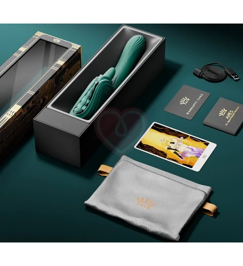 Пульсирующий вибратор с язычком для клитора Zalo Ares зелёный фото 6