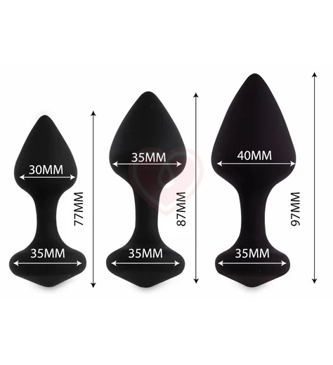 Набор из 3 анальных пробок Bibi Butt Plug Set чёрный фото 2