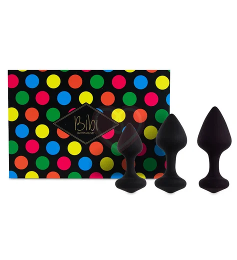 Набор из 3 анальных пробок Bibi Butt Plug Set чёрный фото 3