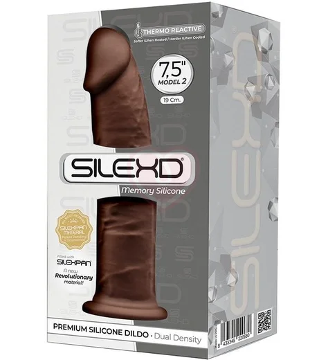 Реалистичный фаллоимитатор Silexd Model 2 19 см коричневый фото 2