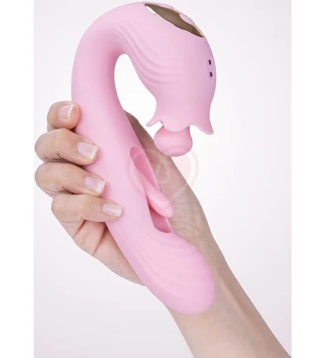 Вибратор-кролик со стимуляцией зоны G и пульсацией Selove BellFlower розовый фото 4