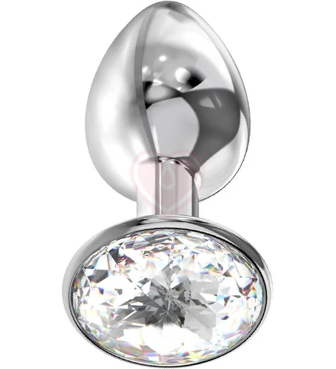 Анальная пробка с прозрачным кристаллом Diamond Clear Sparkle Small серебро фото 2