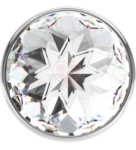 Анальная пробка с прозрачным кристаллом Diamond Clear Sparkle Small серебро фото 4